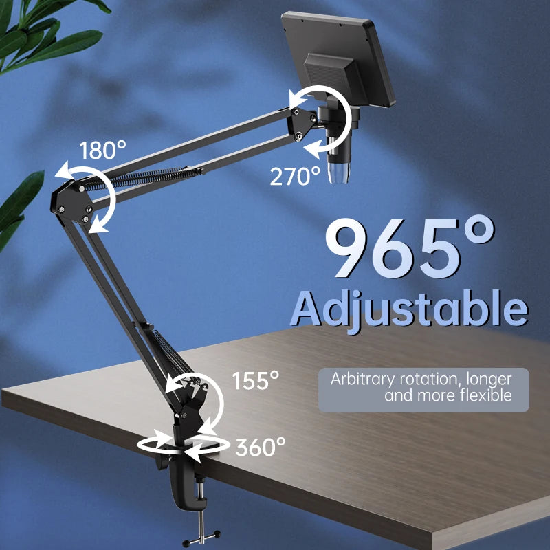 RIEVBCAU Flexible Microscope Arm Stand – Adjustable Metal Bracket Mount for DM4, DM7, DM9, MS1, MS3 Models