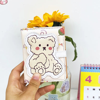 Cute Bear Women’s Wallet — Short Leather Coin Purse, Cartoon Card Holder, Three-Fold Clutch for Students