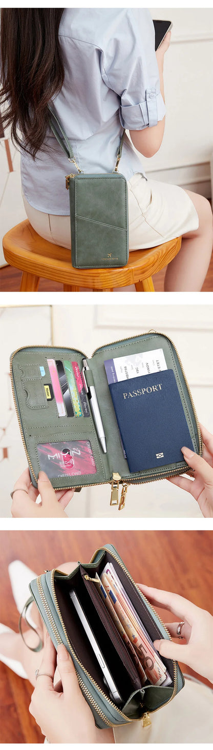 New Travel Passport Wallet – Fashionable Multi-Functional Double Zipper PU Leather Passport Cover with Clip