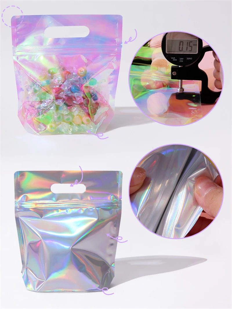 LBSISI Life 50pcs Laser Cookie Baking Biscuit Bread Zipper Handle Bags - Ideal for Candy, Snack, Chocolate, and Gift Packing