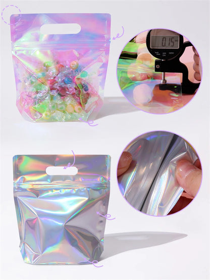 LBSISI Life 50pcs Laser Cookie Baking Biscuit Bread Zipper Handle Bags - Ideal for Candy, Snack, Chocolate, and Gift Packing