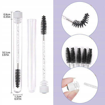 50PCS Eyelash and Eyebrow Brushes with Storage Tubes - Reusable Mascara Wands and Applicators for Lash Extensions and Makeup Care