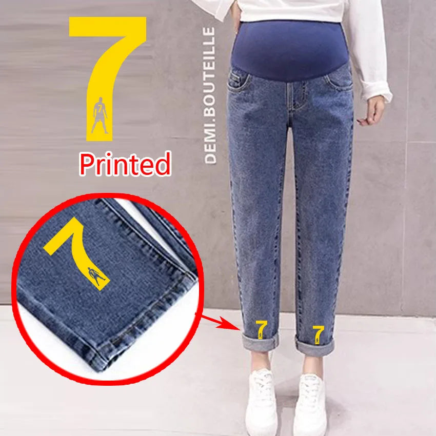 Maternity Boyfriend Jeans – High Waist Loose Denim Pants for Pregnant Women