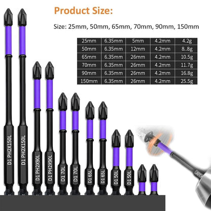 5/12 Pcs Magnetic Screwdriver Bit Set – Non-Slip Shockproof Phillips Impact & Hex Shank Alloy Steel Bits for Power Tools