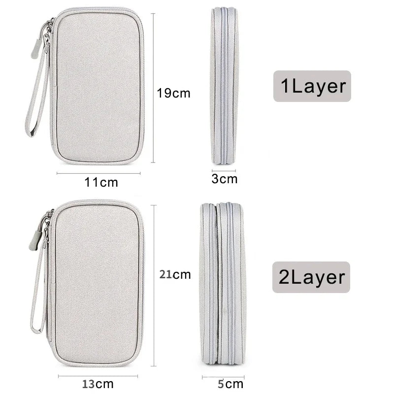 Portable Travel Cable Bag - Waterproof Digital Storage Pouch for Chargers, USB Cables, and Electronic Accessories