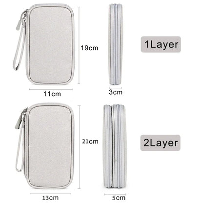 Portable Travel Cable Bag - Waterproof Digital Storage Pouch for Chargers, USB Cables, and Electronic Accessories