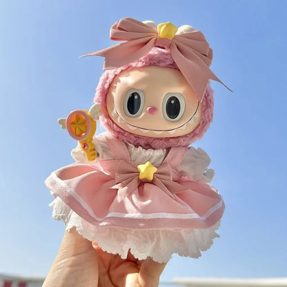 17cm Mini Labubu Doll Clothes — Korea V1 V2 Idol Outfit with Pit Strip Climbing Suit | Doll Accessories Gift