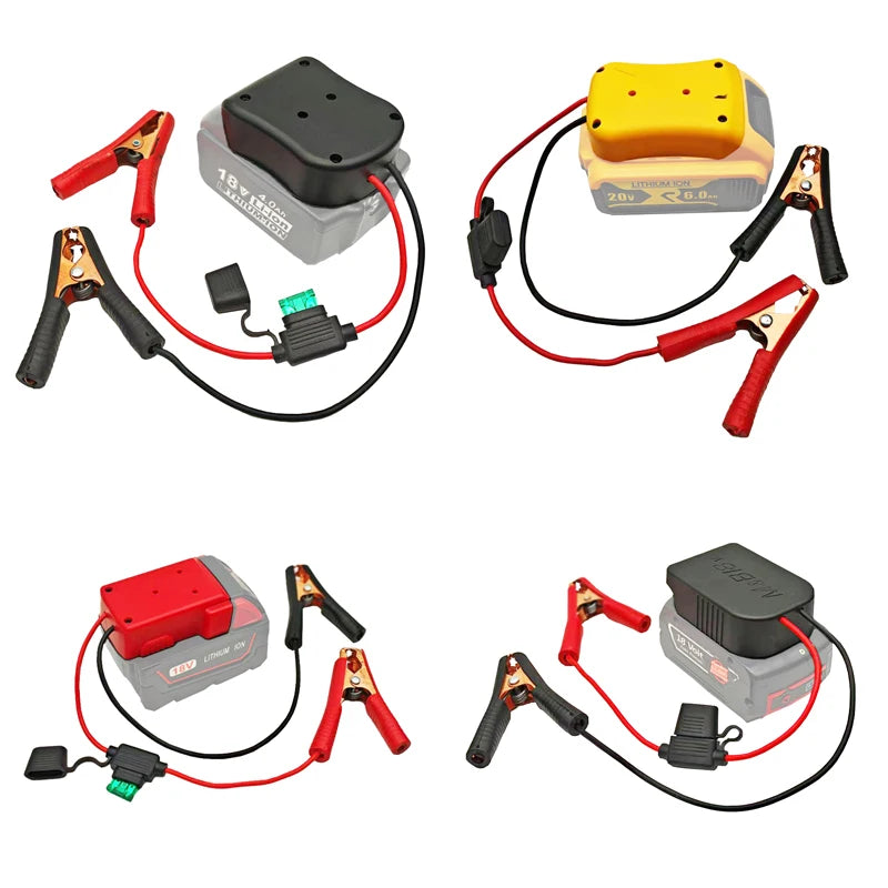 Car Emergency Power Starter Adapter - 18V Lithium Battery Jump Starter Connector for Bosch Makita Milwaukee Dewalt