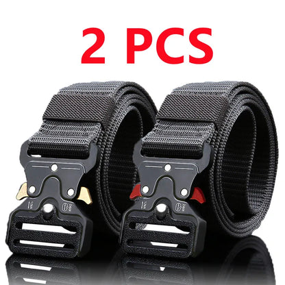 2PCS Men's Tactical Belts – Durable Adjustable Outdoor Hunting & Sports Belt