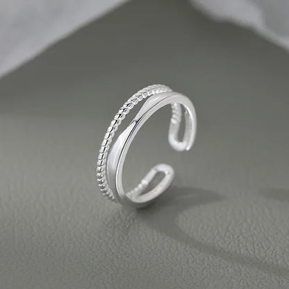 925 Sterling Silver Open Ring — Handmade Geometric Irregular Cross Lines for Women