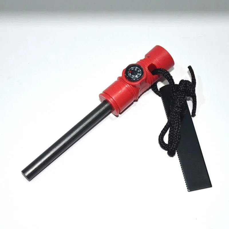 3-in-1 Long Magnesium Fire Starter – Survival Ignition Rod with Whistle & Compass