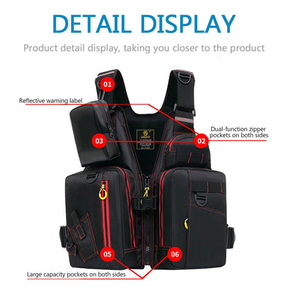 Multi-Functional Life Jacket Vest for Outdoor Fishing – Safety Vest with Storage Pockets & Buoyant Materials