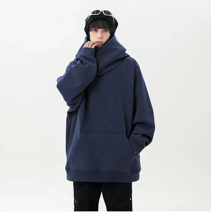 Autumn High Neck Sweatshirt for Men – Pile Collar Hoodie, Harajuku Ninja Style, Casual Sports Loose Fit Top