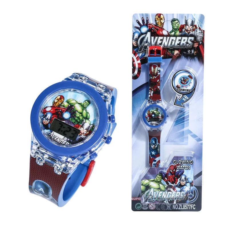 Flash Light Spiderman Kids Watch – Cartoon Hello Kitty & Mickey Design for Boys & Girls, Student Gift with Free Shipping