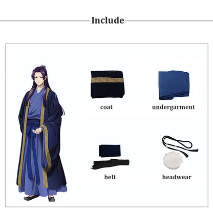 Jinshi Cosplay Apothecary Diaries Costume — Men’s Kimono Robe with Wig & Headwear for Anime Kusuriya No Hitorigoto