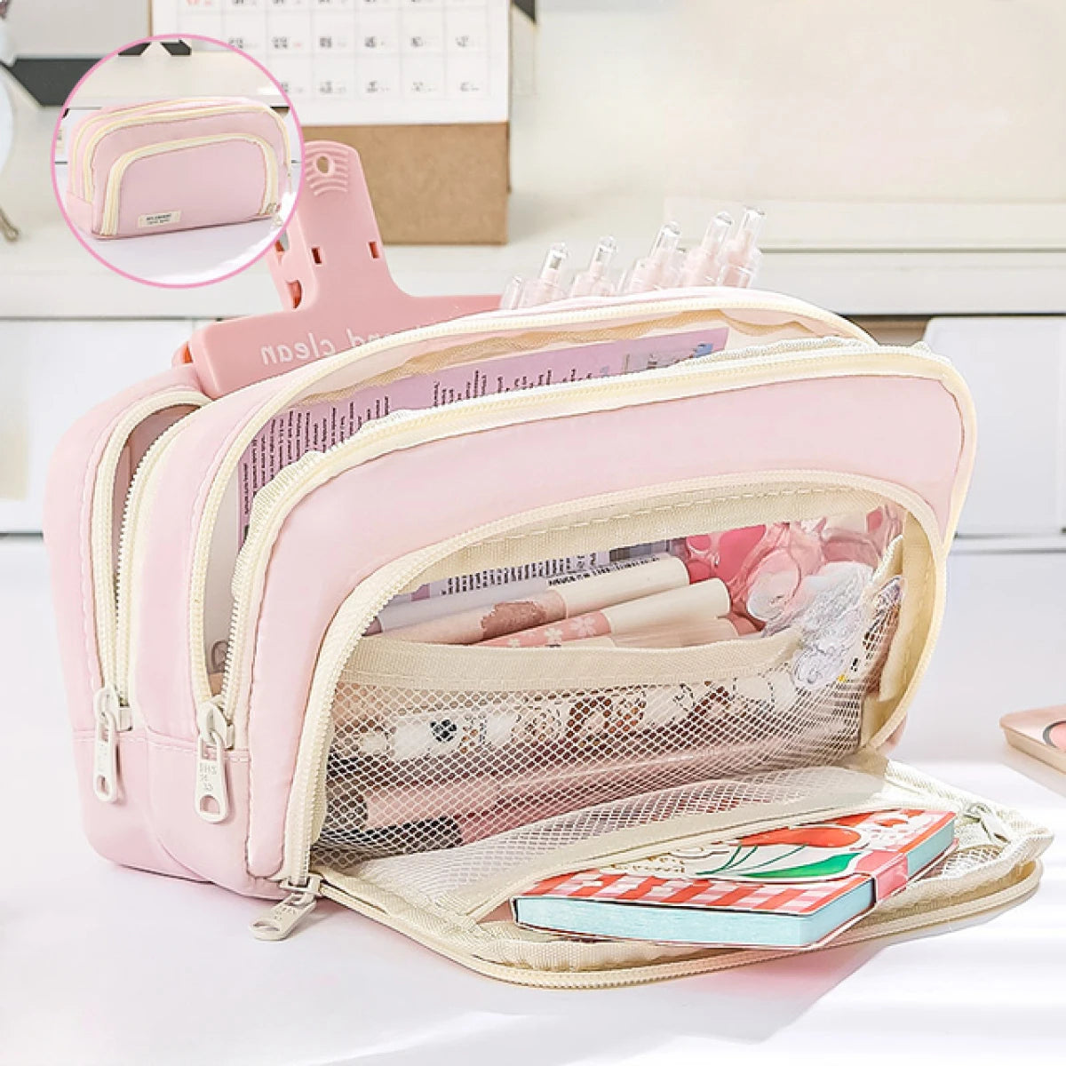 Large Capacity Pencil Case - Portable Handheld Pen Pouch and Cosmetic Storage Bag for School Office and Travel