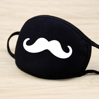 Black Cotton Winter Mask — Unisex Thickened Half-Face Cotton Cartoon Pattern Anti-Dust Respirator