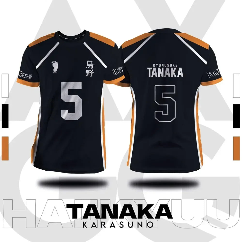 Haikyuu Anime Cosplay Jersey - Fukurodani and Hinata Short-Sleeve T-Shirt for Men and Children
