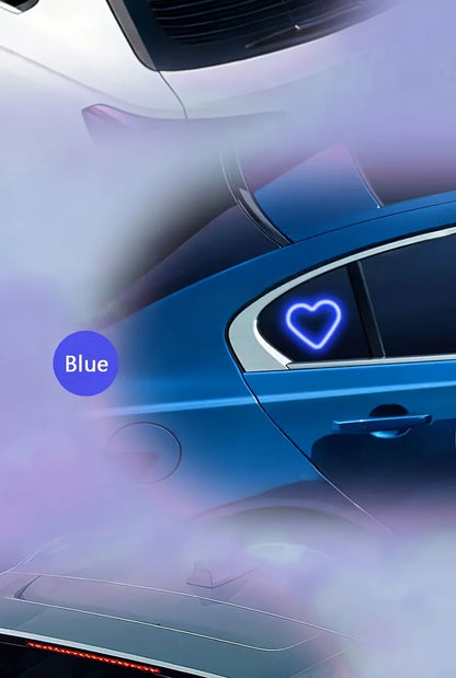 Solar-Powered LED Car Window Neon Lights — Heart-Shaped RGB-Free Color-Changing Interior Atmosphere Light