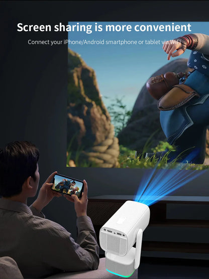 Salange K2 4K Smart Projector - Android 11, Built-in Battery, Bluetooth Speaker, WiFi, Auto Focus & Keystone, Outdoor Movie Ready