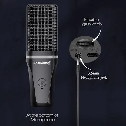 Zealsound RGB Recording Microphone - USB Condenser Mic with Articulated Arm & Tripod for Gaming, Podcasting, and Streaming on YouTube