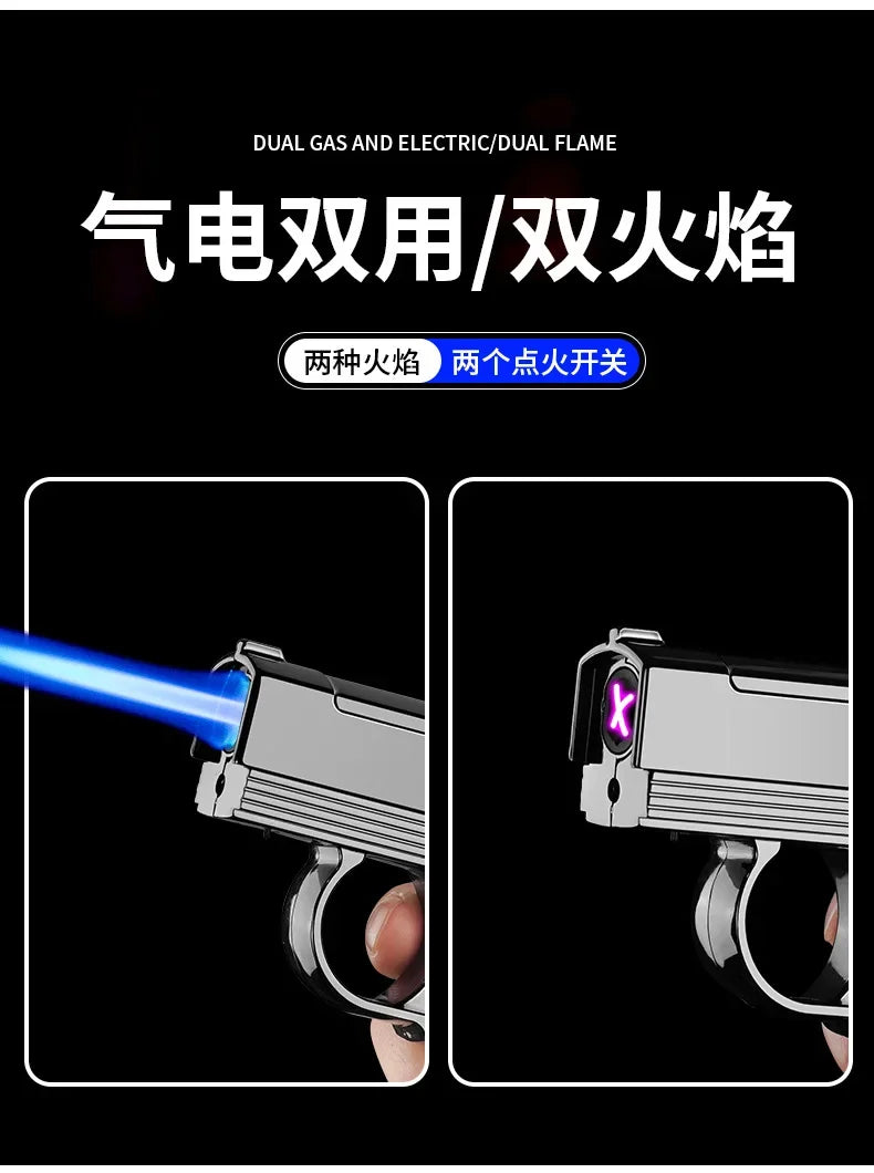 2025 Windproof Dual-Use Laser Lighter – Electric & Gas Multifunctional Metal Lighter for Men