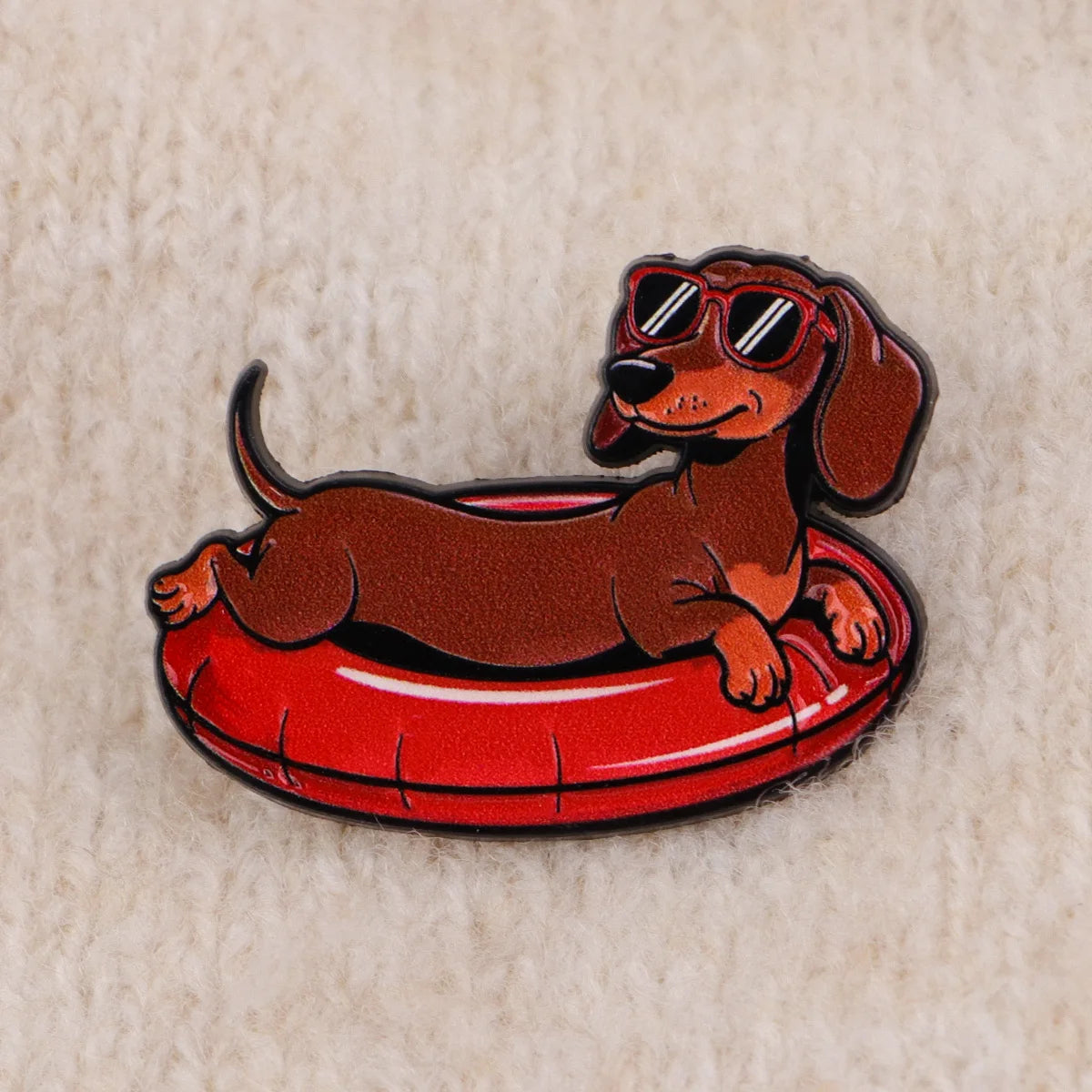 Cute Dachshund Enamel Pin – Cartoon Dog Brooch Lapel Badge for Backpack, Clothing & Gifts