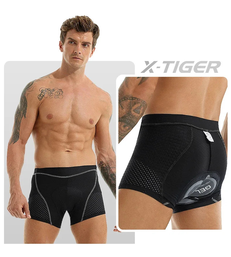X-TIGER Men’s Cycling Underwear Shorts – 5D Gel Pad, Breathable Non-Slip Bike Shorts for MTB & Road Cycling