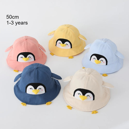Cute Penguin Baby Sun Hat – 50CM Cotton Fisherman Cap for Kids 1-3 Years Boys & Girls Spring Summer 2026 Thin Breathable Infant Bucket Hat