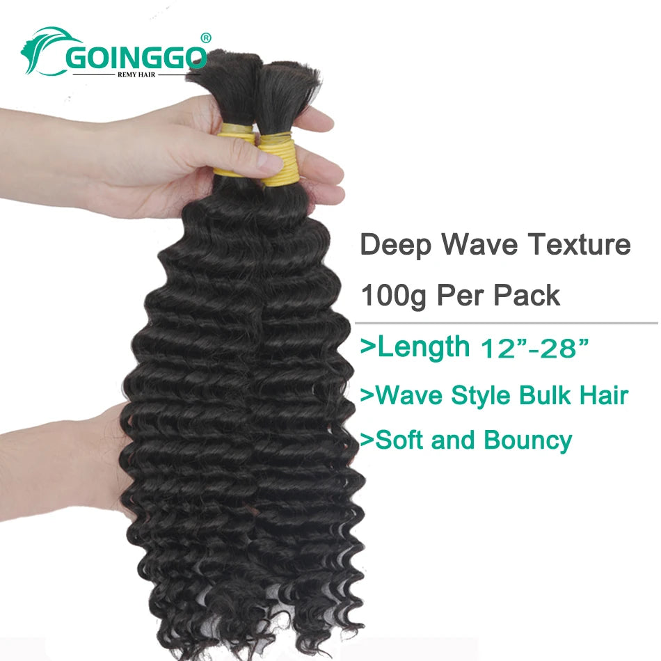 Pre-Colored Brazilian Deep Wave Bulk Human Hair - No Weft, Remy Hair Extensions, 14-28 Inch for Crochet Braids