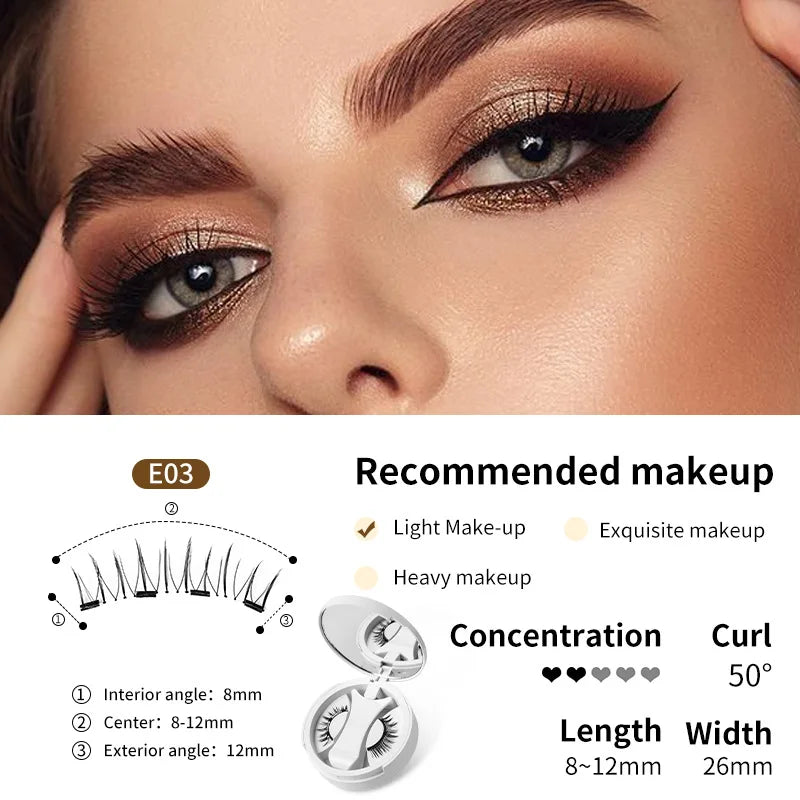 Brown Magnetic False Eyelashes – Natural, Lightweight Eye Makeup Set with Applicator & Carry Box