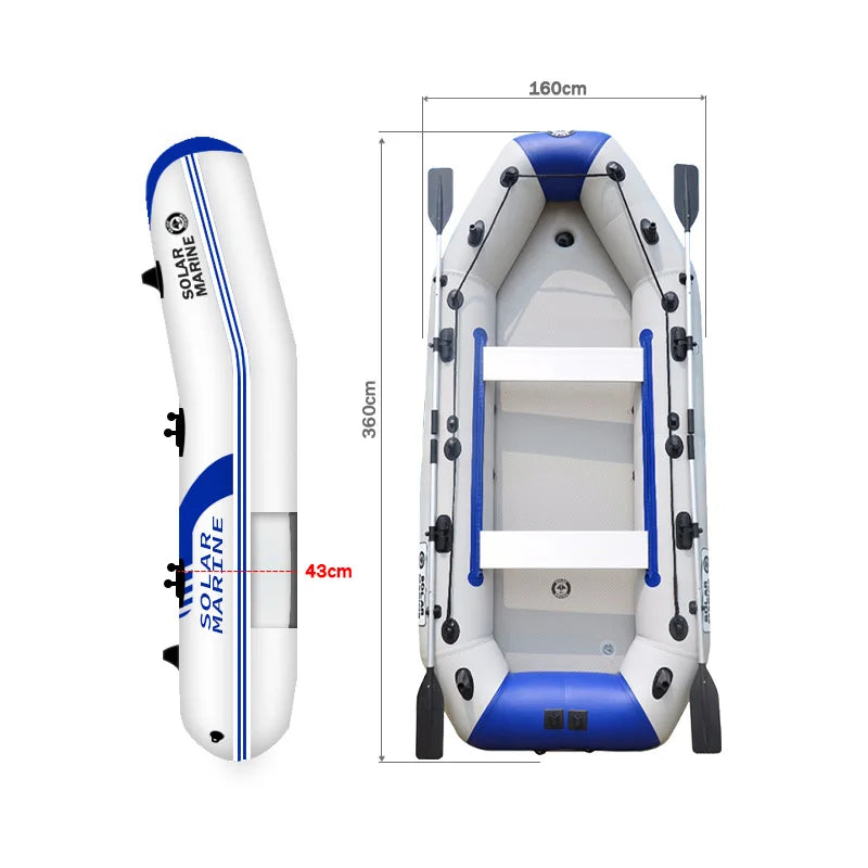 1.75~3.3m Inflatable Boat with Electric Motor – Fishing, Drift Canoeing & River Water Sports for 1-5 Persons