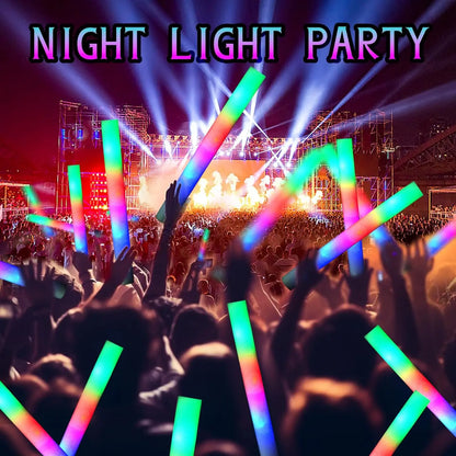 30Pcs Foam Glow Sticks – Colorful LED Flashing Glow Sticks with 3 Modes for Parties, Weddings & Concerts