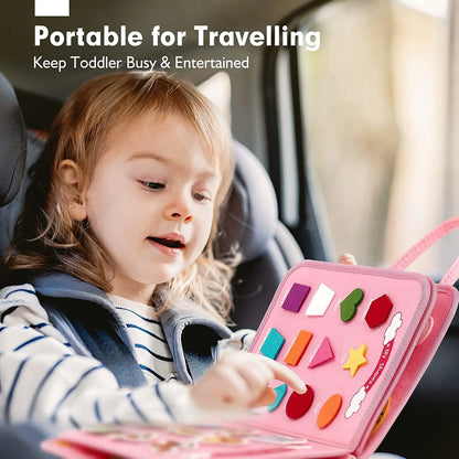 Montessori Toddler Busy Board – Educational Travel Toy for Motor Skills & Baby Learning, Perfect Christmas Gift