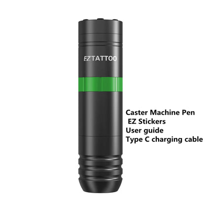 EZ Caster Wireless Rotary Tattoo Machine Pen – Battery Powered with 1500mAh Portable Power Pack and LED Display