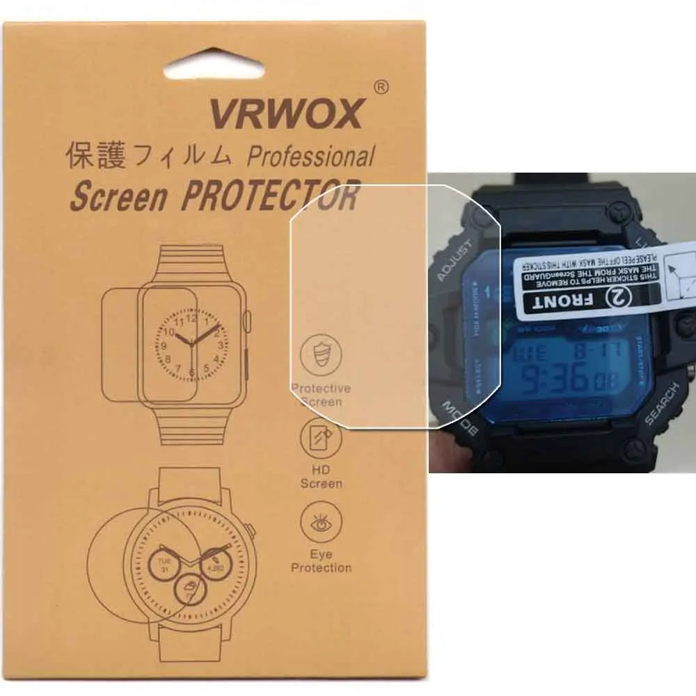 5-Piece TPU Nano Screen Protector Set for Casio Watches - Protective Film for LW-204, ABL-100WE, W-202, B640, WS-1400, WS-1600, WS-1700, AE-1200, F-91W, M5610, W800 and A700