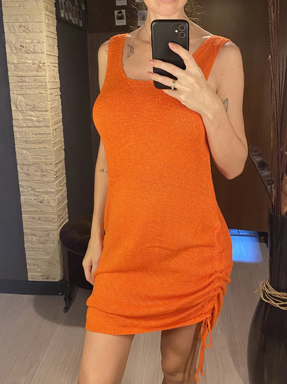 Women's Crochet Knit Beach Cover Up Dress – Backless Lace-Up Tunic Beachwear 20 Colors Summer Swimsuit Cover-Up