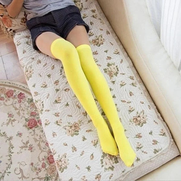 Sexy Black & White Solid Color Over-The-Knee Long Socks – Thigh-High Warm Stockings for Women & Girls