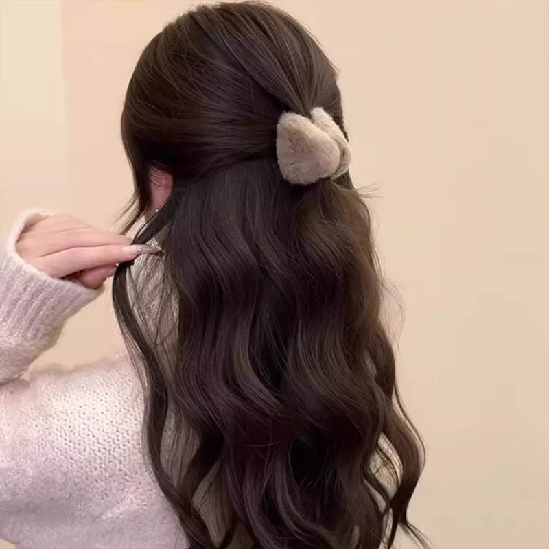 Plush Cat Ear Hair Clips - Soft Cute Princess Hair Accessories for Women and Girls, Autumn Winter Hair Claws