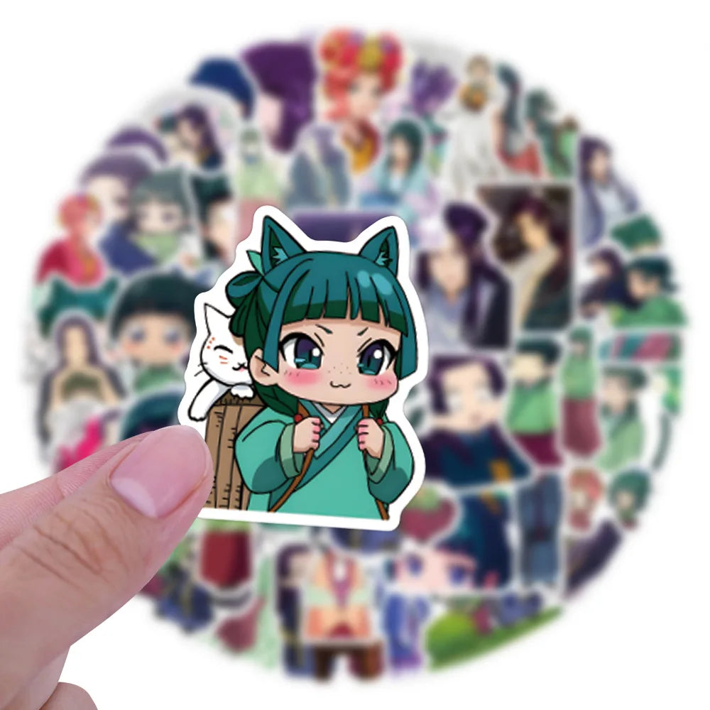 60PCS Maomao Apothecary Diaries Waterproof Vinyl Stickers - Jinshi DIY Decals for Phone, Luggage, Skateboard & Scrapbooking