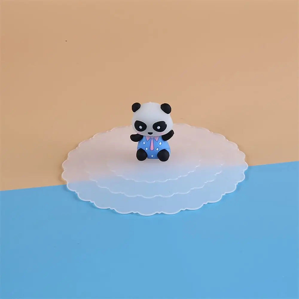 Cartoon 10cm Cute Silicone Cup Cover - Heat-Resistant, Leak-Proof, Dustproof Sealed Lid for Tea Cups