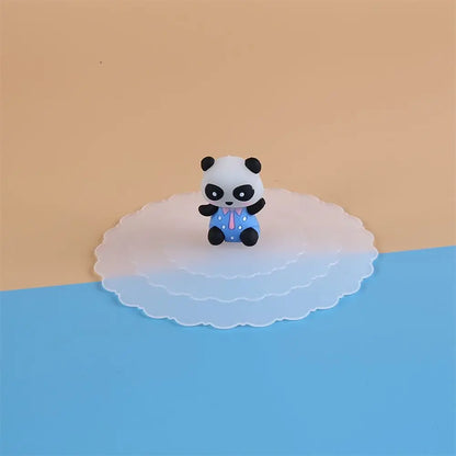 Cartoon 10cm Cute Silicone Cup Cover - Heat-Resistant, Leak-Proof, Dustproof Sealed Lid for Tea Cups