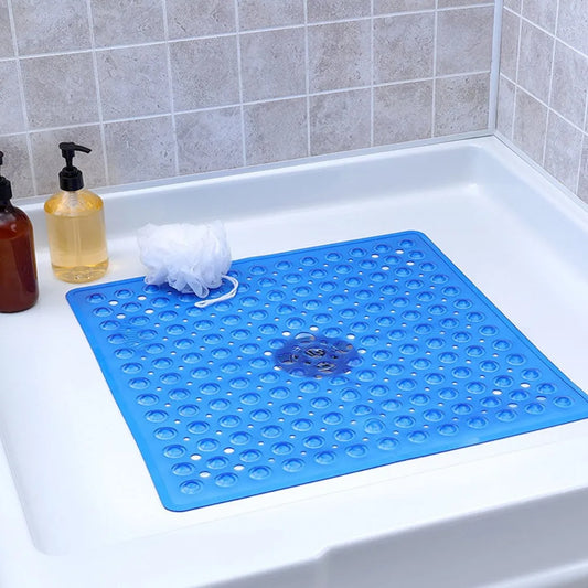 53×53cm Square PVC Shower Mat – Anti-Slip Bath Floor Pad with Suction Cups for Safety in Bathtub & Bathroom