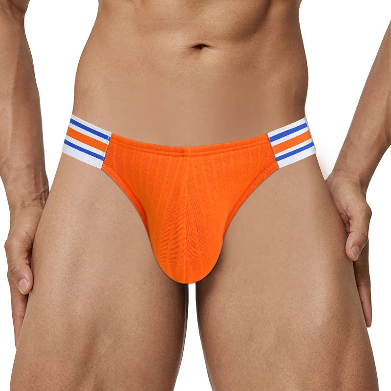 Men’s Breathable Brief Underwear 1/2/3/4PCS – High Fork Triangle Design with Striped Elastic Waistband Comfort Fit