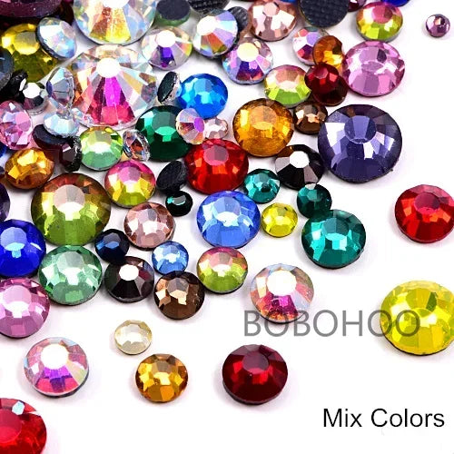 Bobohoo HotFix Crystal Rhinestones SS6-SS30 – Glitter Iron-On Strass Gems for Clothing, Dresses & DIY Crafts