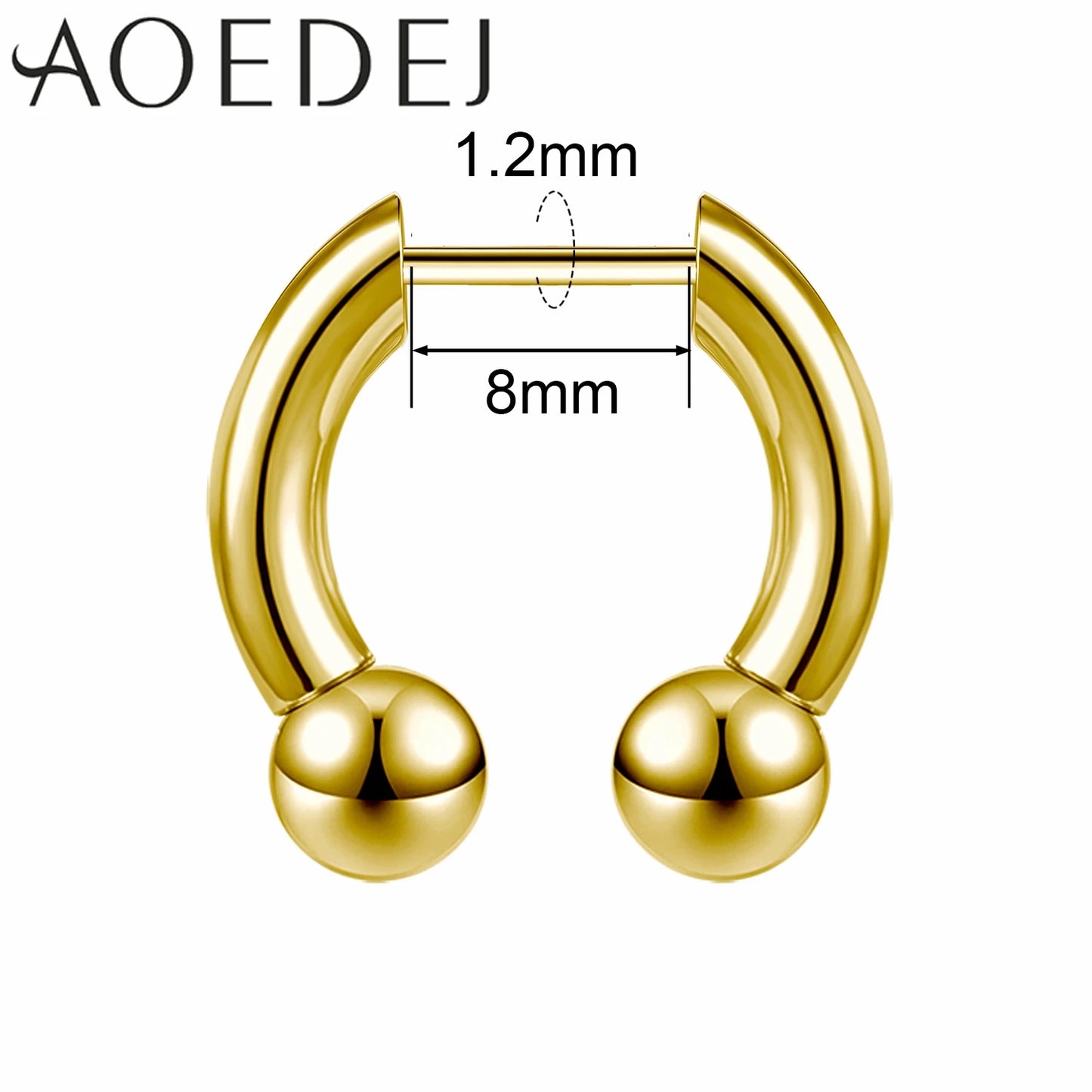 AOEDEJ 16G Stainless Steel Plug-In Style Nose Ring – Spike Ox Horn Septum Ring for Men & Women Large Gauge Body Piercing (8–10mm) Single Piece