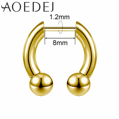 AOEDEJ 16G Stainless Steel Plug-In Style Nose Ring – Spike Ox Horn Septum Ring for Men & Women Large Gauge Body Piercing (8–10mm) Single Piece