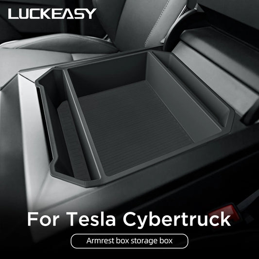 Tesla Cybertruck Center Console Storage Organizer – Armrest Box Tray for Car Interior Tidying & Pickup Accessories