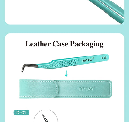 DIYDAY Anti-Slip Tweezers — High-Density Fiber Tip for Eyelash Extensions & Eyebrow Precision Beauty Tools