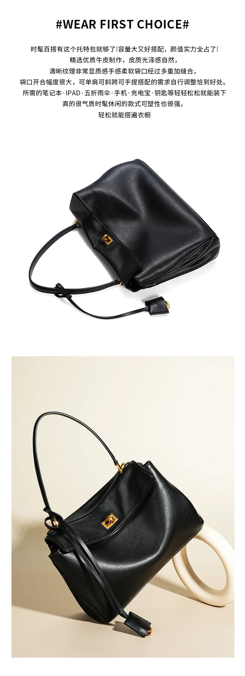 New Rodeobag Leather Kelly Bag — Women’s Large Capacity Fashion Handbag with Advanced Lock, High-End Underarm Bag